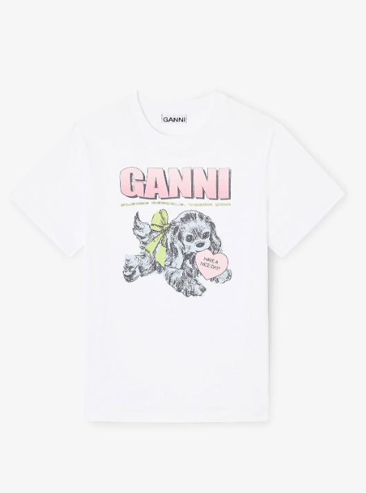 Camiseta Ganni blanca cachorro Camiseta Ganni blanca cachorro